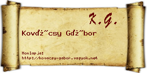Kovácsy Gábor névjegykártya